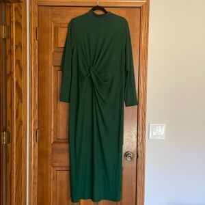 ELOQUII emerald green ribbed midi dress
